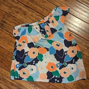 One shoulder floral top